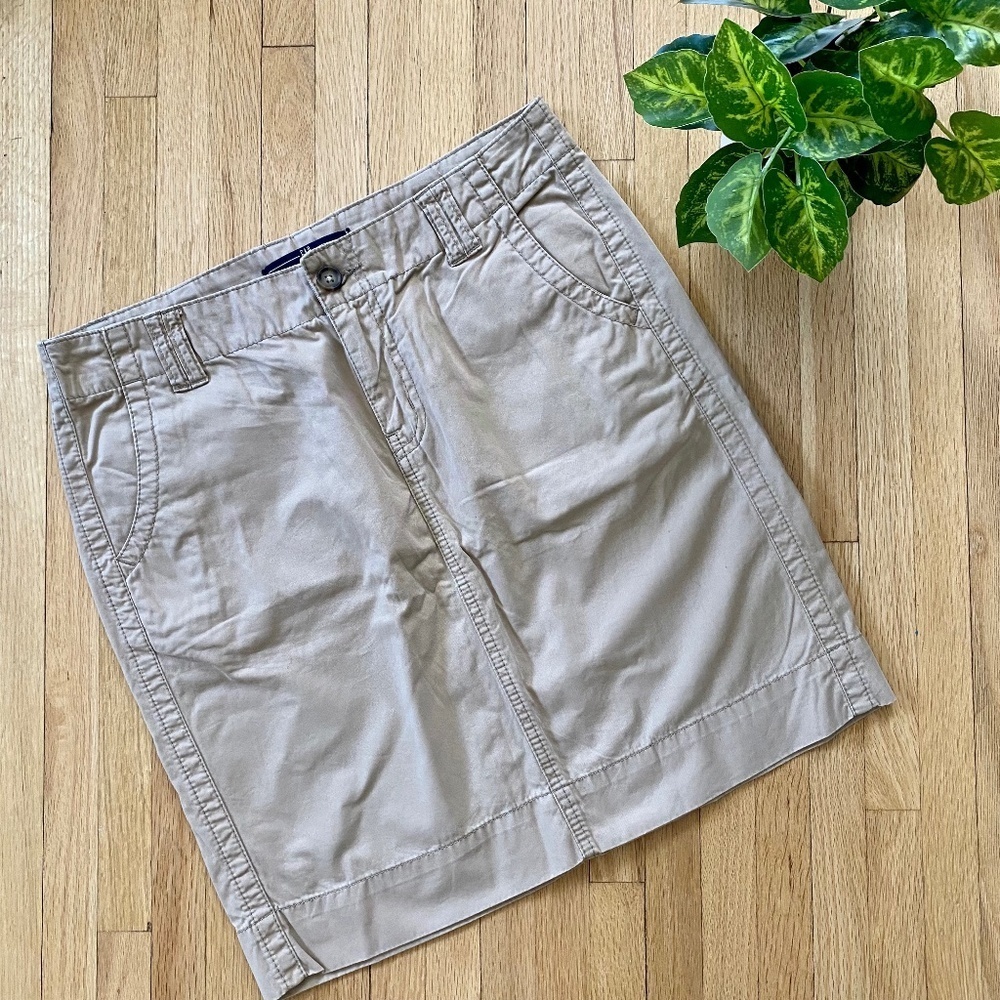 GAP‎ Casual Cotton Twill Straight Skirt with Pockets Khaki Utility Skirt Size 4